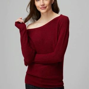 WHBM Asymmetrical Shoulder Pullover Sweater